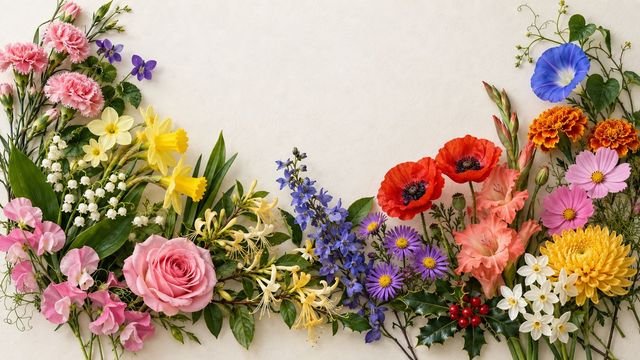 A mixed bouquet of birth flowers