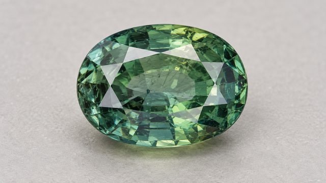 An alexandrite, green in daylight, red in lamplight