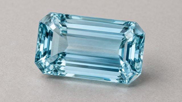An aquamarine, pale blue to blue-green