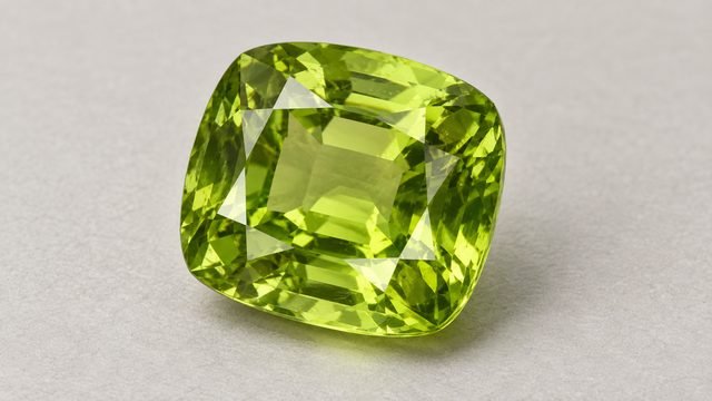 A peridot, yellowish green